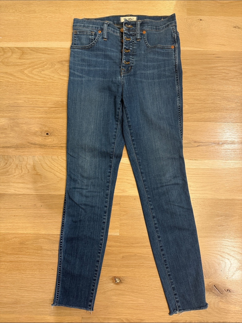 Madewell Dark Blue High-Rise Skinny Jeans with Button Fly